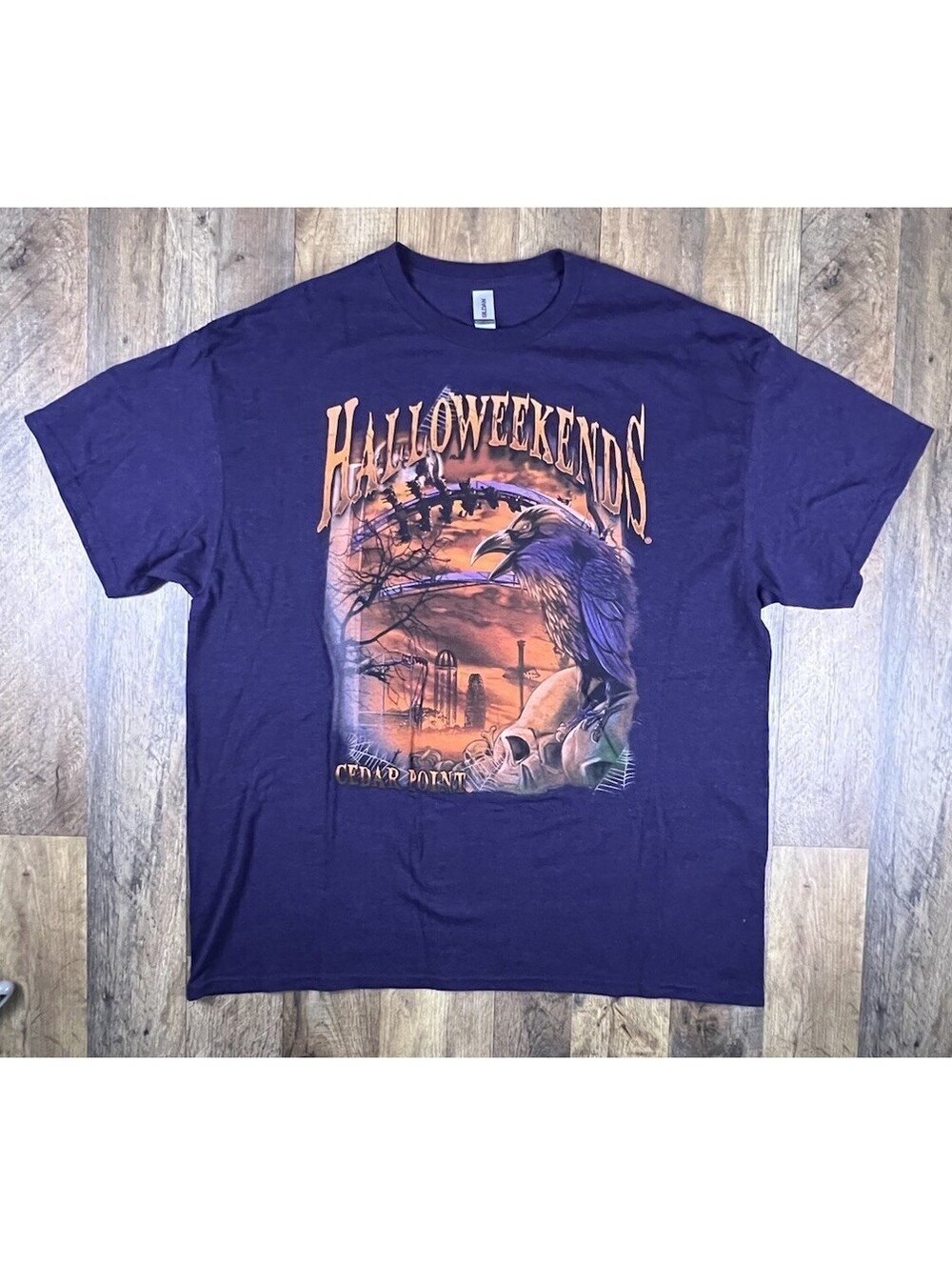 VTG Cedar Point Halloweekends T-shirt Amusement Park Halloween Men’s XL Purple
